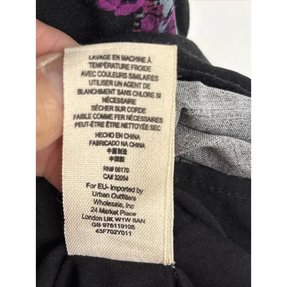 Free People Open Back Purple/Blk Slip Dress Asymmetrical Pockets‎ NWOT Gypsy XS